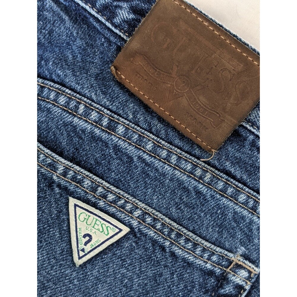 Vintage 1990s GUESS green triangle US Men's 36 W x 30 L Straight Denim Jeans Y2K
